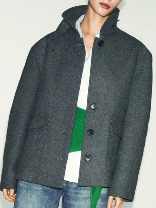 NWT ZARA WOOL BLEND COAT WITH HIGH NECK 2070 - Picture 2 of 8